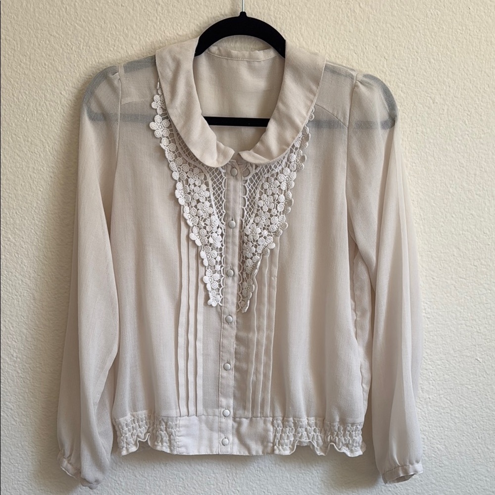 Vintage Ivory Embellished Blouse